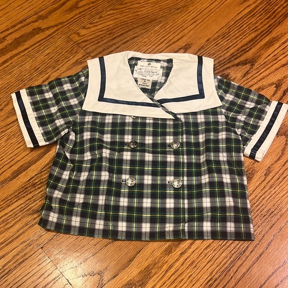 Saks Fifth Avenue Girl’s Plaid Top Navy Shorts Set Size 2 - Picture 2 of 10